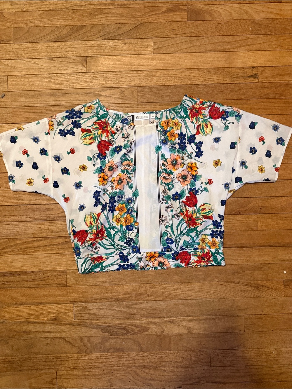 Avenue Floral Blouse in White, Green and Orange